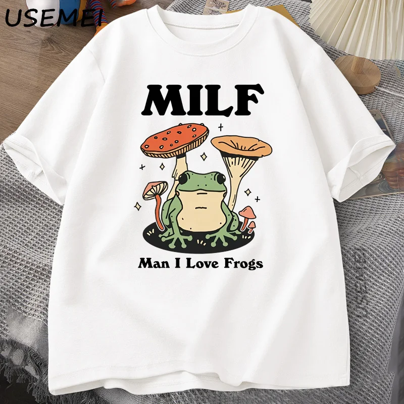 Retro Frosch T-shirt Lustige MILF Froggy T Shirt Cottagecore Froggy T-shirt Kröte Frosch Liebhaber T-shirts Mann Kleidung Tees Kurzarm – Detail 11