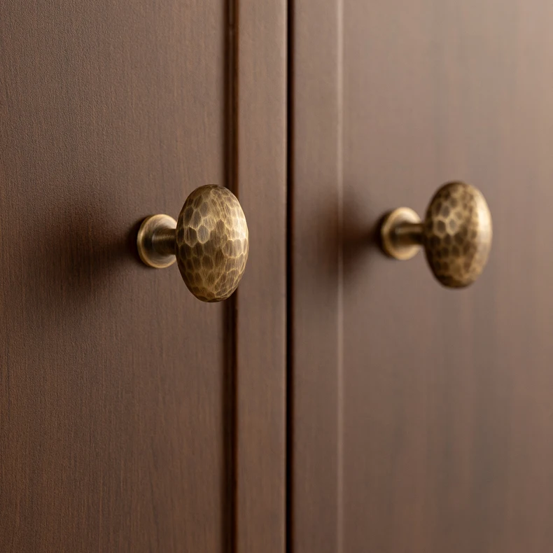 Hammered brass cabinet knob in antique brushed finish — product image 14