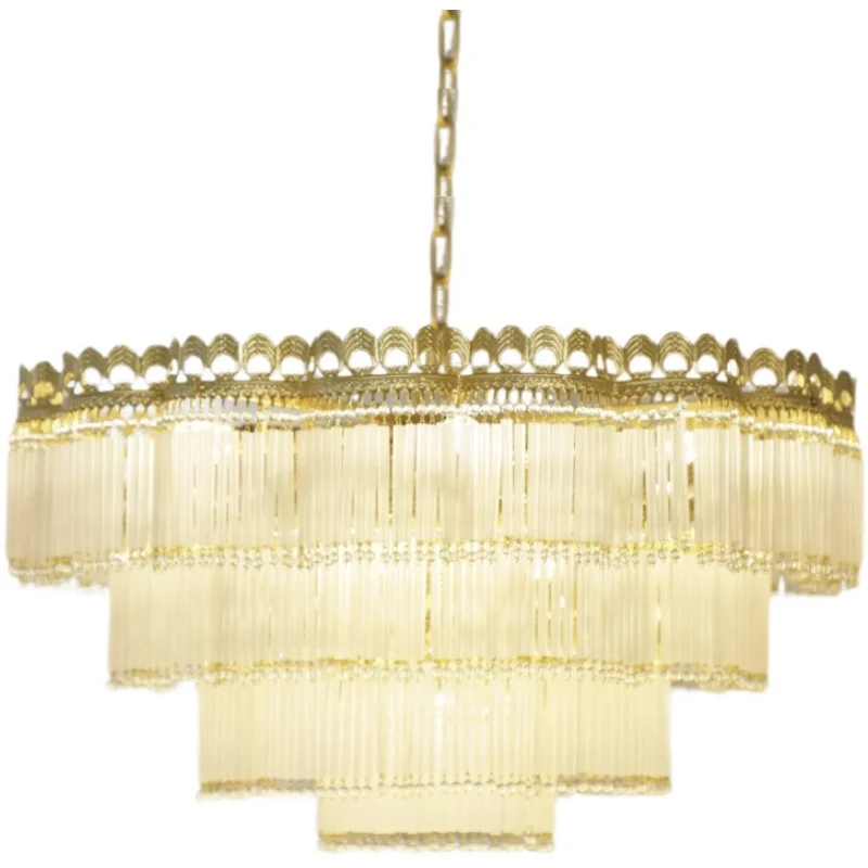 

Modern simple atmosphere living room main light French bedroom soft light fringed dining room study bedside crystal small chande