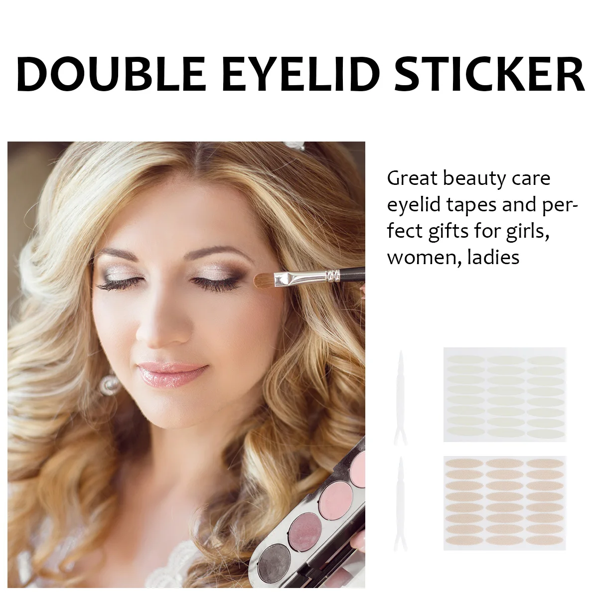 12pcs Double Eyelid Tape Invisible Mesh Fiber Skin Color Eyelid Stickers For Women Natural Look Makeup Tool Included