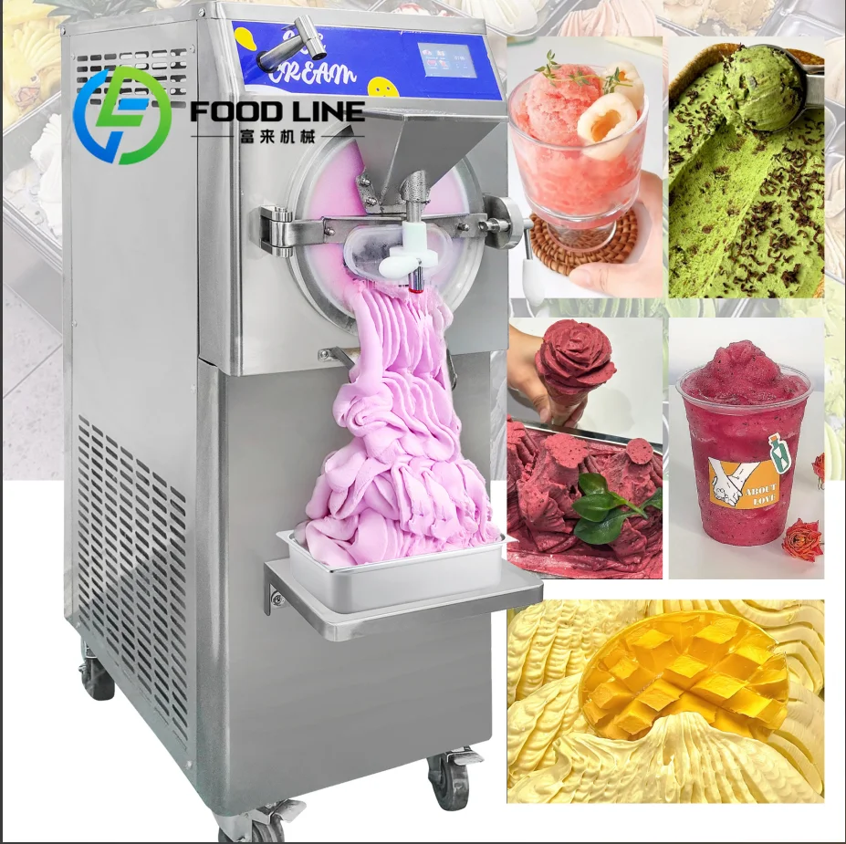 Artisan Gelato Hard Ice Cream Machine 48L 60L 100L H 5 Program Commercial Batch Freezer Snack Maker Customize
