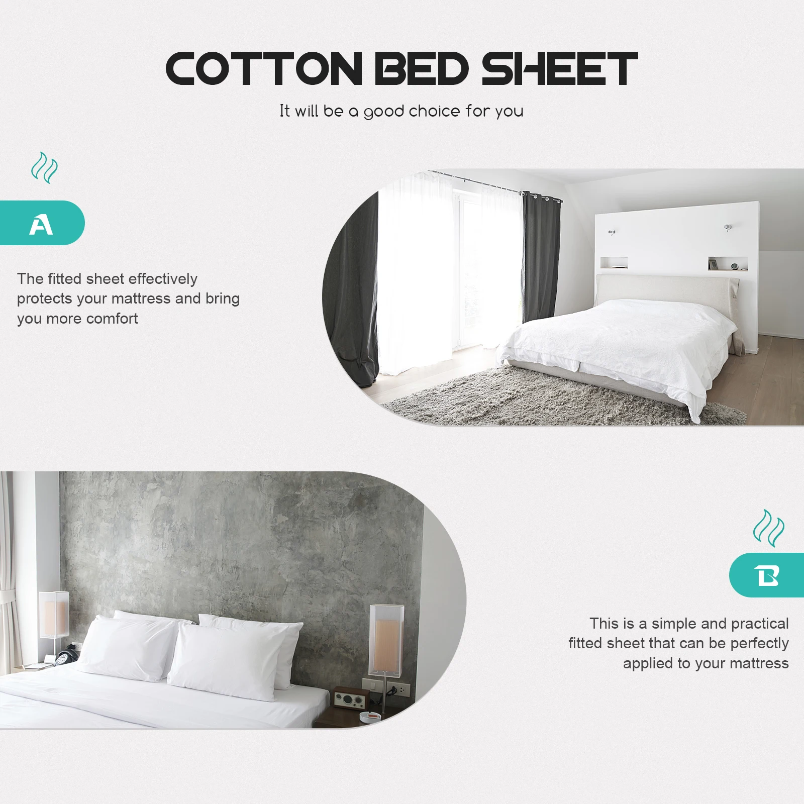 

Pure Cotton Fitted Mattress Protective Cover Home Hotel Elastic Bed Sheet Twin Waterproof Supple Comfortable Breathable Cotton