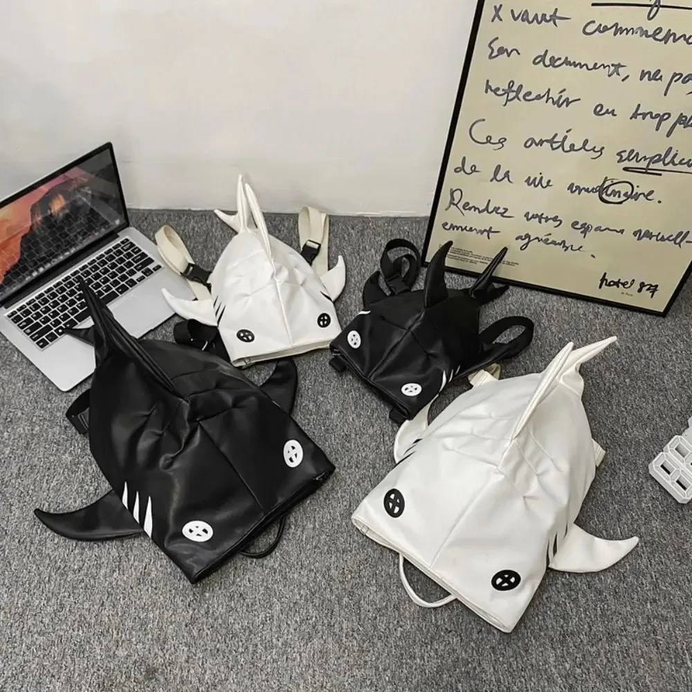 Large Capacity Shark School Bag, Travel Bag, Personalized Shark Shape Backpack, Adjustable Strap, PU Leather Shoulder Bag