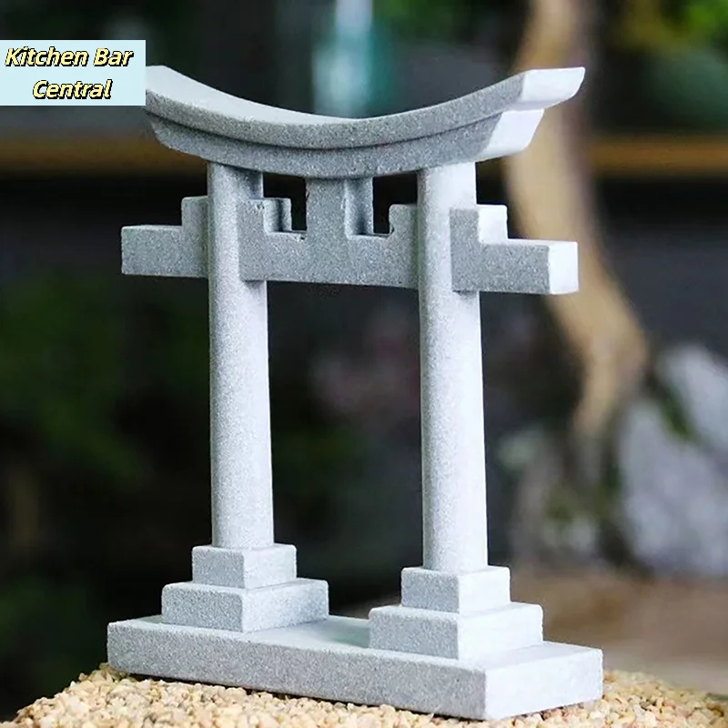 【Torii-Tor Japanisches Aquarium-Mikrodekor Simulationsminiatur-Ornament Garten-Schrein Shinto-Landschaft Sandstein】