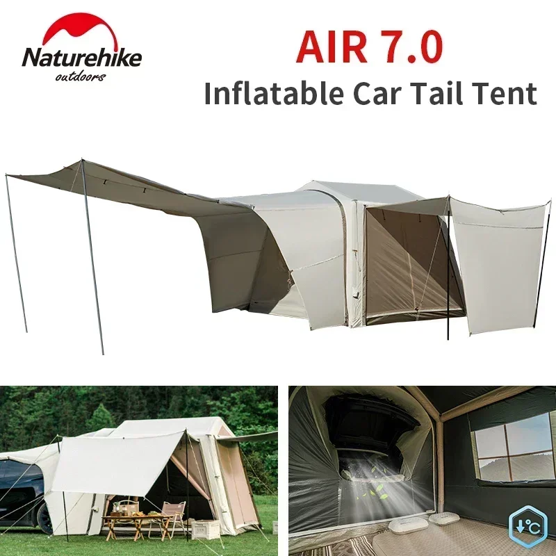 

Палатка Naturehike AIR 7,0 надувная для автомобиля, тент от солнца, водонепроницаемый, для внедорожника, MPV, боковой туннель, для пляжа, для кемпинга, на открытом воздухе, 35 м2, с навесом