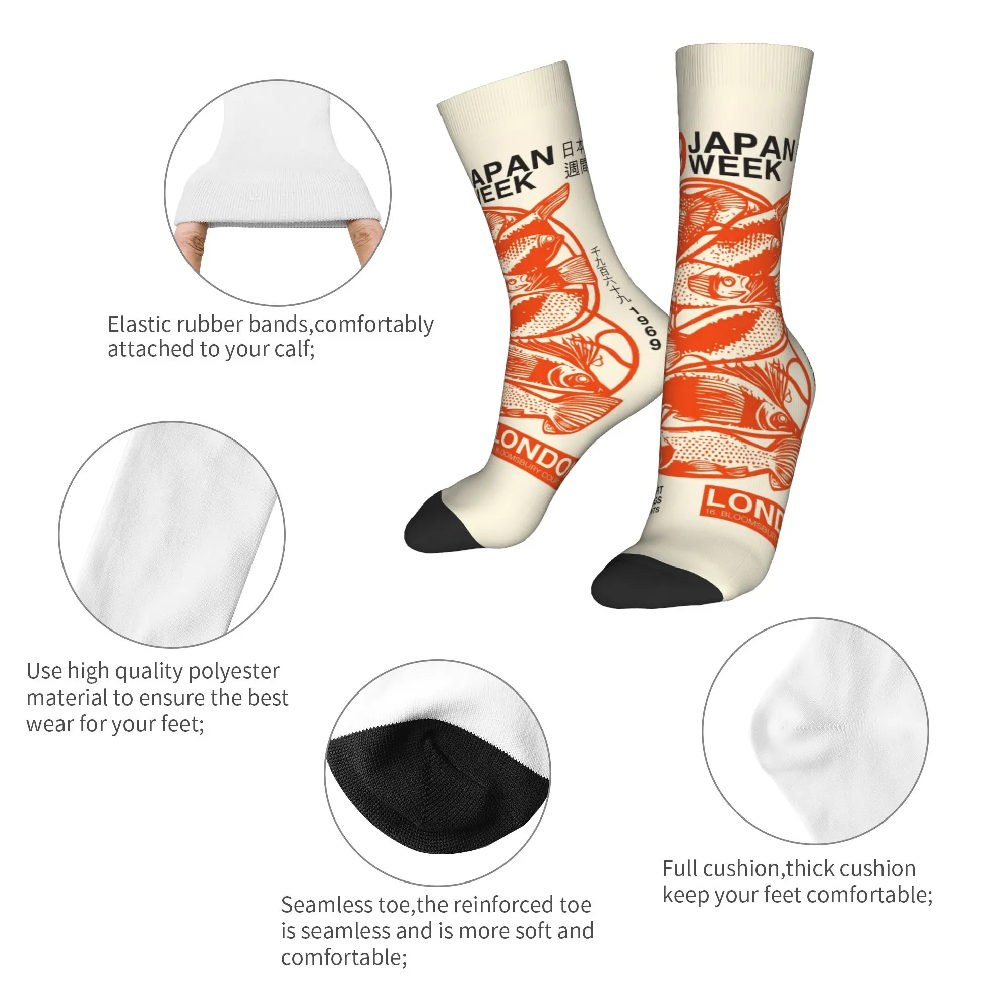 Japan Culture Prints Canvas Painting Mount Fuji Exhibition Wall Art Picture  Socks for Stretch Summer Autumn Winter  Crew Socks