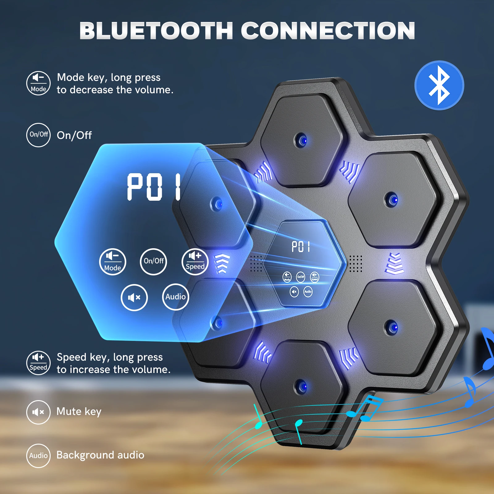 Imagem -03 - Smart Music Boxing Machine Alvo de Parede Sandbag Relaxante Agilidade Reação Treinos Compatível com Bluetooth Esportes