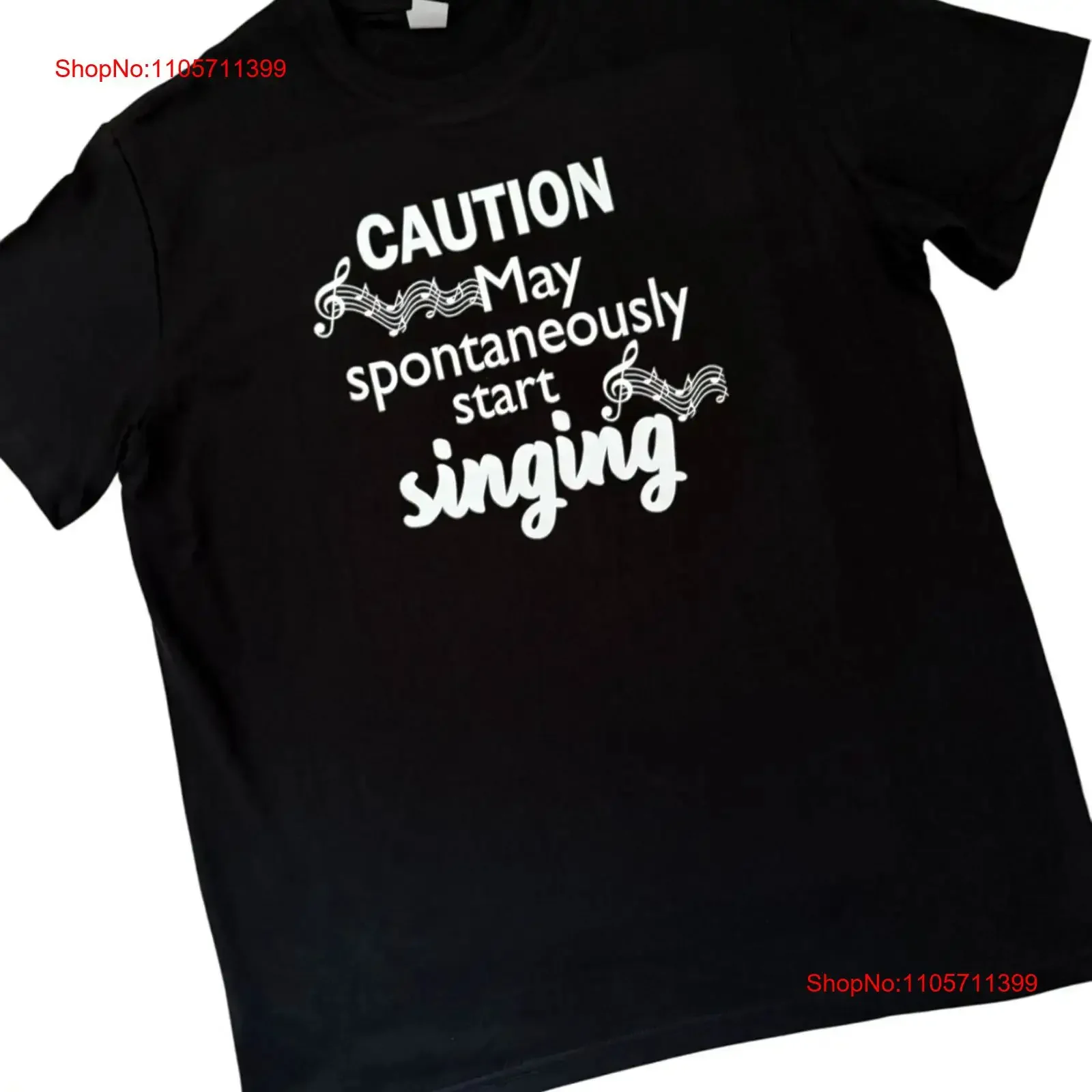 Singing Music Lovers Funny T Shirt Size XL Caution May Spontaneously Start long or short sleeves vintage Washed homme