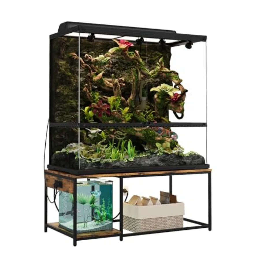 

4x2x2 Reptile Enclosure Stand 48"x24" Tall Reptile Tank Stand for 120 Gallon Aquarium Stand, Bearded Dragon Cage, Snake Enclosu