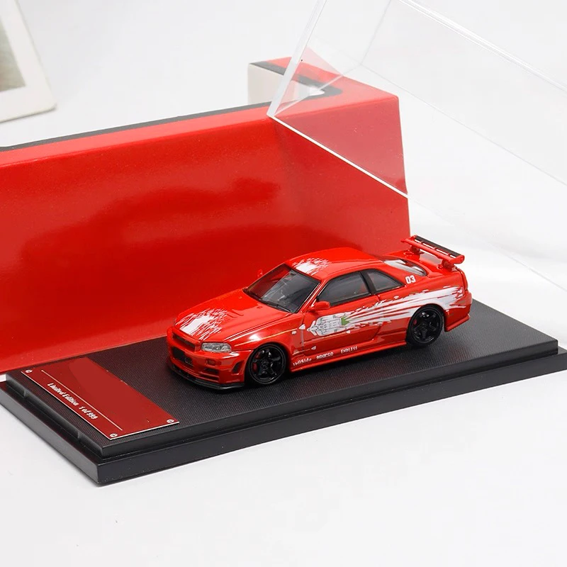 새로운 FS 1:64 스케일 R34 스카이라인 합금 다이캐스트 스포츠카 모델 금속 장난감 컬렉션 장식품 선물