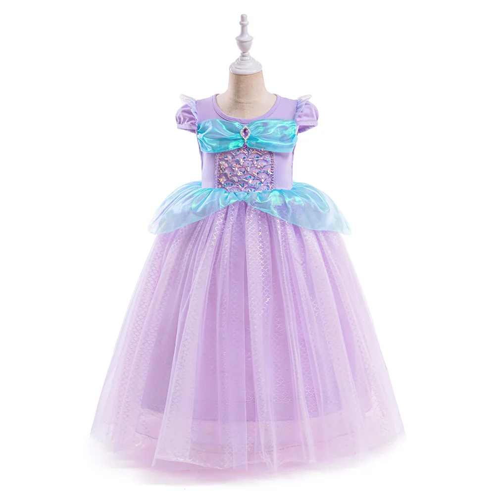 Robe de princesse pour fille Costume de petite sirène Robe Ariel pour enfant Hal