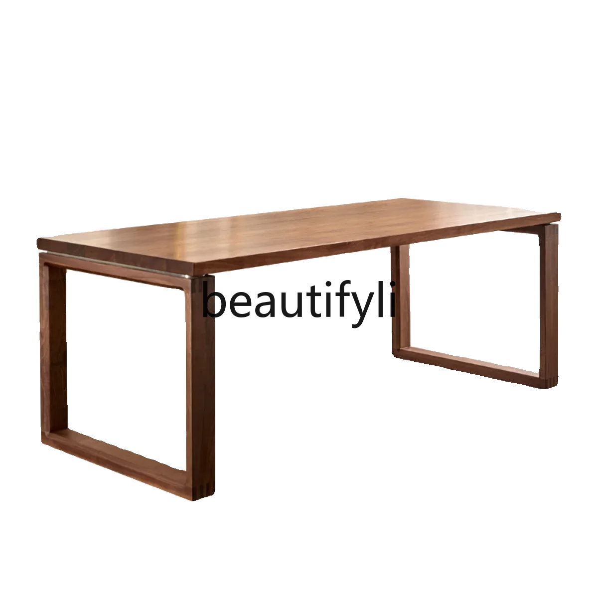 

Black walnut Japanese-style suspended dining table, Nordic simple pure solid wood log large board workbench5556
