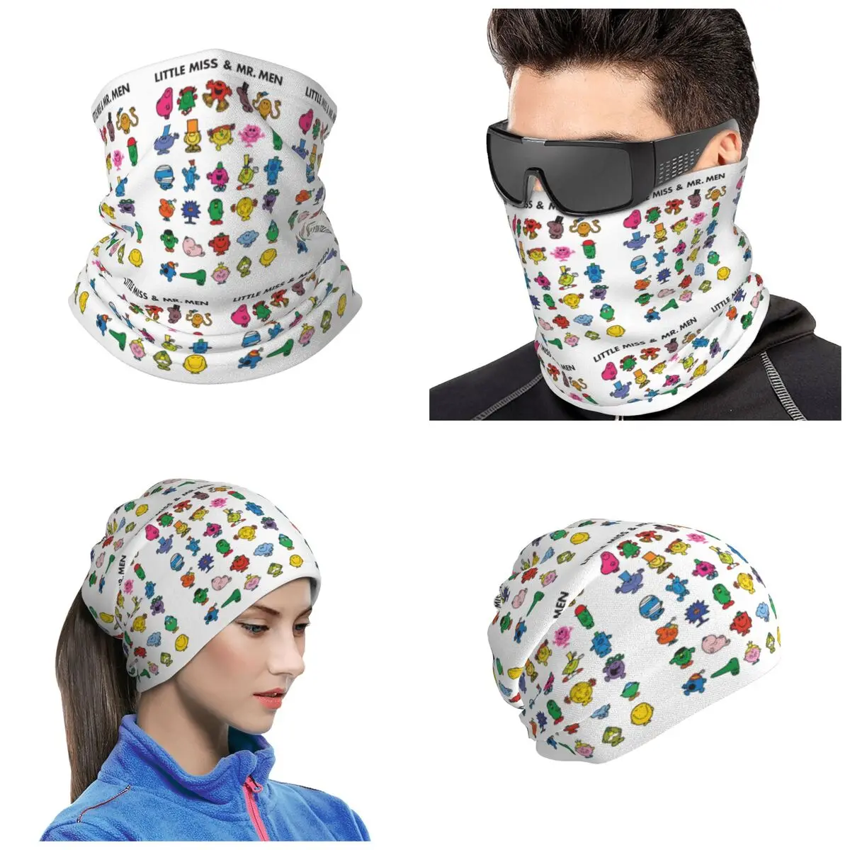 Little Miss And Mr. Men Bandana Neck Cover Printed Magic Scarf Outdoor Sports Face Mask Unisex Adult Winter