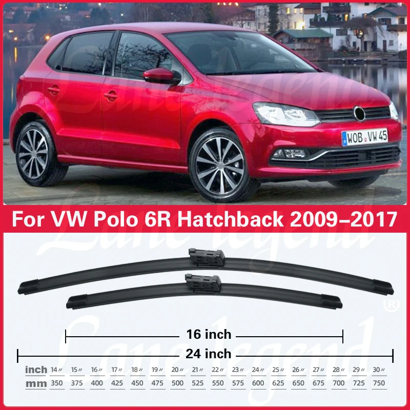 Car Front Wiper Blade For Volkswagen VW Polo 6R Hatchback 2009 2010 2011 2012 2013 2014 2015 2016 2017 Car Windshield Windscreen