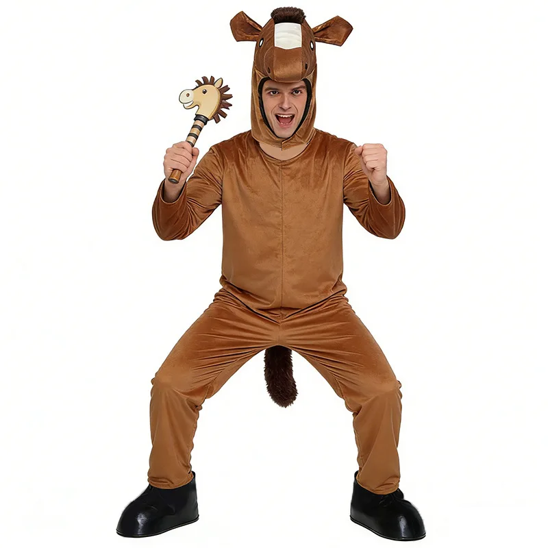 Adult Horse Cosplay Costume Funny Animal Role Play Outfit Halloween Performance Wear