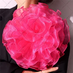 28CM Organza Three-dimensional Broochs Wedding Dress Dress Decal Pin Rose Red Green Three-dimensional Oversized Flower Corsage