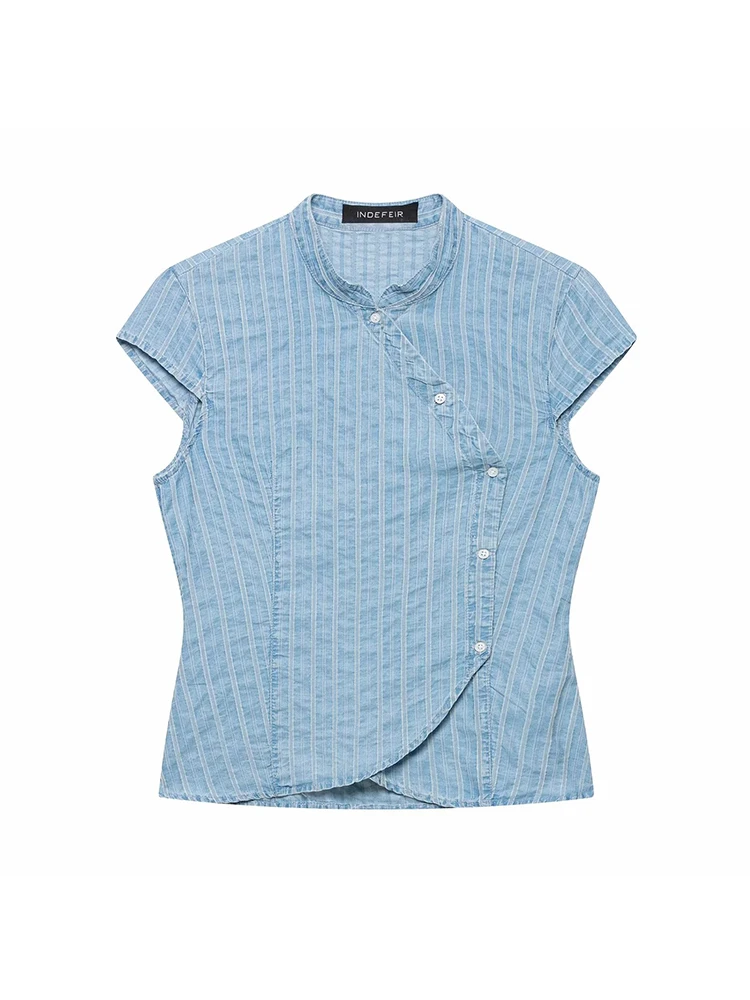 Women Elegant Women's Set Striped Blouse And Mini Shorts Set Retro Slim Fit 2-Piece Summer Outfit For Women