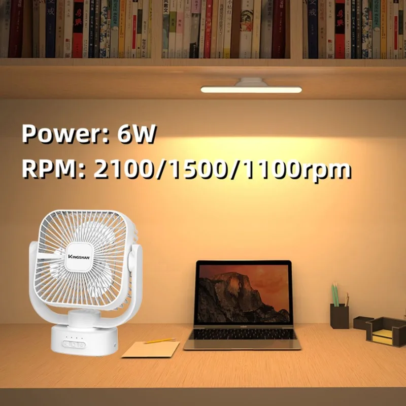 6 polegada mini ventilador usb bateria recarregável com lâmpada led 3 velocidade ajustar folha desktop portátil silencioso escritório acampamento ao ar livre