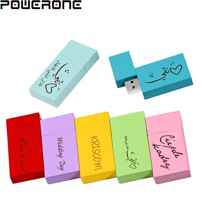 10 cores (1PCS Free Custom LOGO) USB Flash Drives 64GB Pendrives de madeira 32GB Fotografia USB 2.0 Memory Stick 16GB Pen Drive 8GB