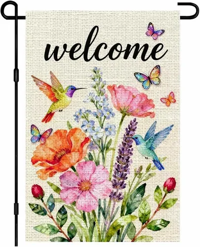 Burlap Garden Flags Double Sided Spring Yard Flags Welcome, 12x18 Inch XXQ