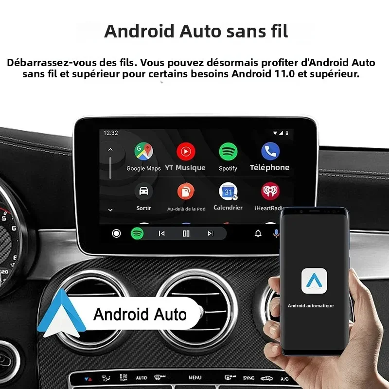 Android 13 Car AI Box Adaptador inalámbrico Carplay Android Auto para sistemas inteligentes de coche Netflix YouTube