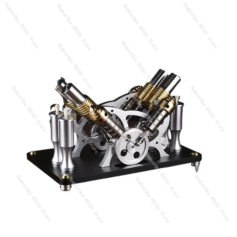 Collectors Display Precision Crafted All Metal Runnable Twin Cylinder Four Cylinder Engine Generator Set Vintage Style Retro