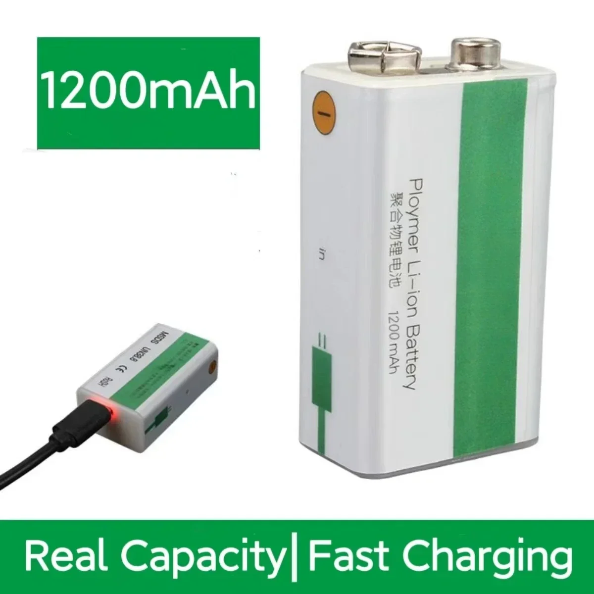 4-20pcs For Multimeter Microphone Toy Remote Control KTV Polymer Li-ion  Battery Rechargeable USB Type-C 9V 1200mAh Batteries