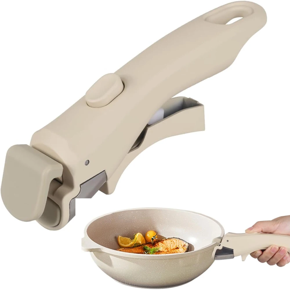 Detachable Pan Handle, Removable Non-Stick Anti-Scald Grip, Universal Replacement Handle for Kitchen Cookware