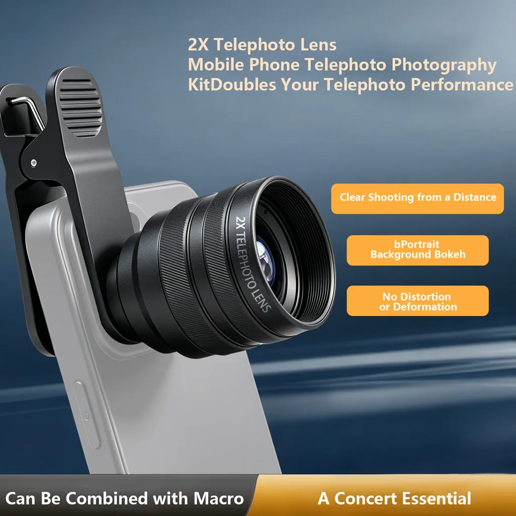 2X Telephoto Phone Lens 240mm Lossless Optical Zoom Mobile Camera Lens for iPhone 17 16 Concert Sports Game Portrait Landscape