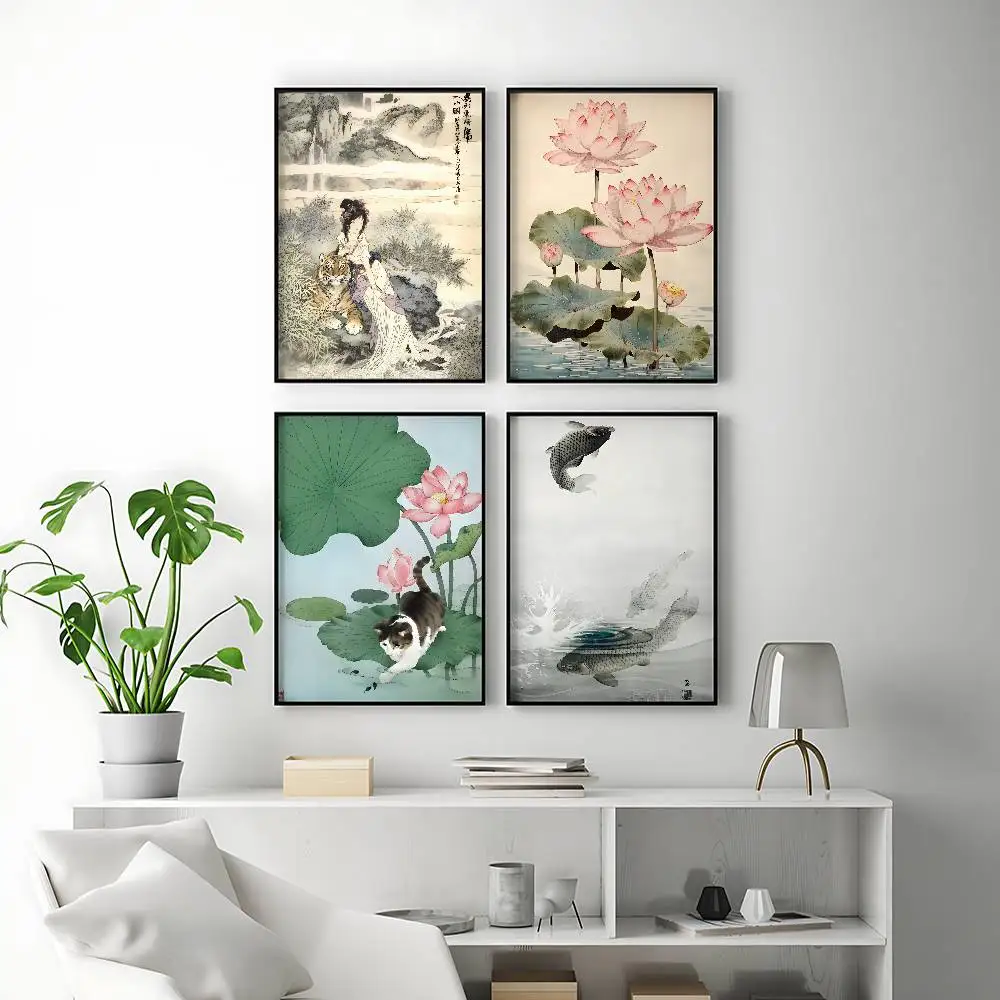 Classic Artist Ohara Koson Posters Premium Self-Adhesive No Residue Wall Sticker for Home Office Bar Decor