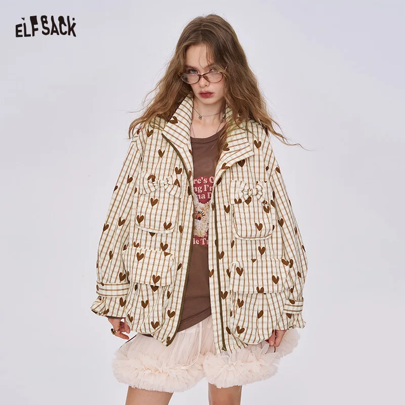 

ELFSACK 2025 Summer New Arrivals Original Printed Hooded Lightweight Long Sleeved Jacket For Women