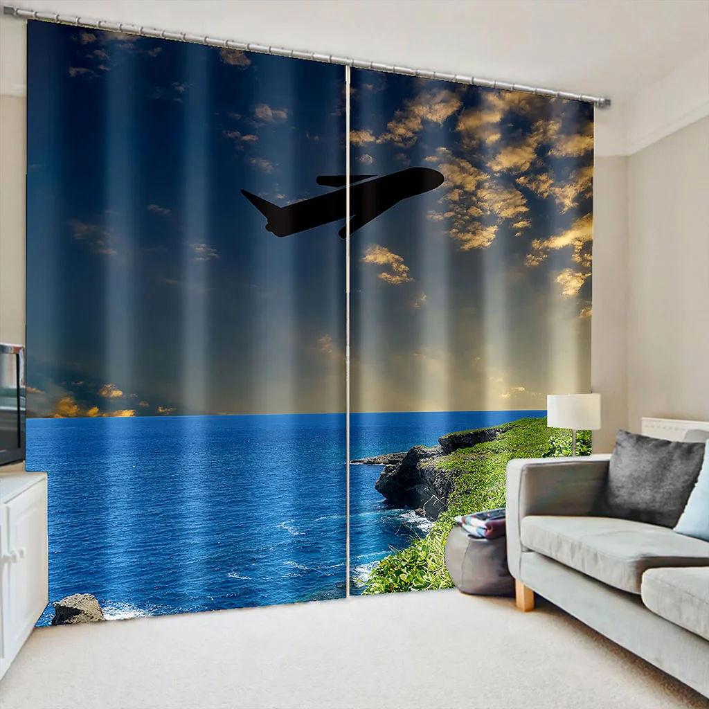 Beautiful Photo Fashion Customized 3D Curtains blue sky fly curtains 3D Window Curtains For Living Room Bedroom