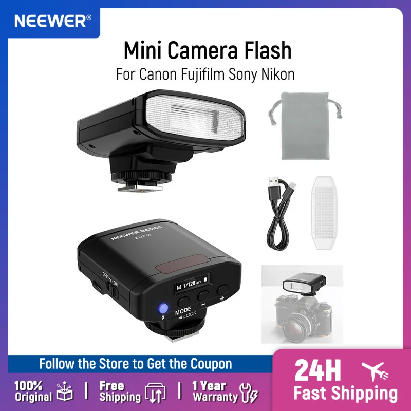 

NEEWER Basics Mini Camera Flash Speedlite GN12 2000mAh/500 Flashes/0.1-1.8s Recycle Light for Canon Fujifilm Sony Nikon
