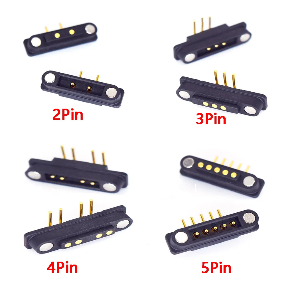 

1sets 2A Curved needle 2P 3P 4P 5P Waterproof Magnetic Pogo Pin Connector Male Female 2.54MM PCB Spring Loaded DC Power Socket