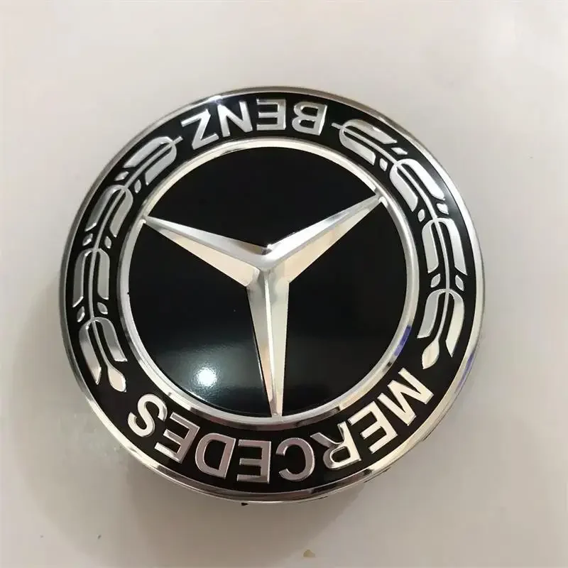 غطاء مركزي عالمي لمرسيدس بنز 75 ملم باللونين الأسود والفضي AMG Hubcap لسلسلة السيارات الكاملة ترقية غطاء محور العجلة