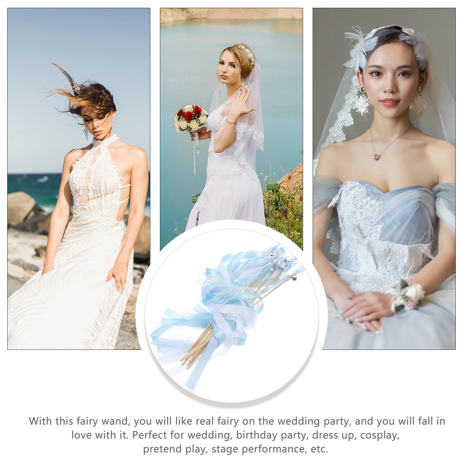 

10 Pcs Wedding Decoration Fairy Wands Ribbon Sticks Handheld Party Bridesmaids Favors Streamers For Dance Celebrations