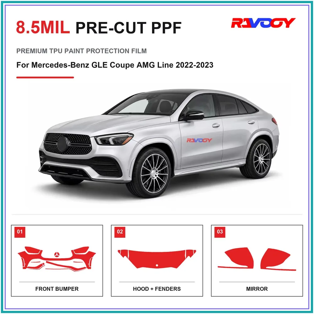 Precut PPF For Mercedes-Benz GLE Coupe AMG Line 2022-2023 8.5mil TPU Clear Paint Protection Film Self Healing Hydrophobic UV