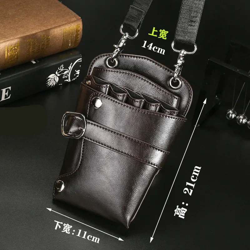 PU Leather Hairdressing Bag Pouch Holder Hair Scissor Bag Holster For Hair Stylist Rivet Clips Waist Shoulder Belt Wholesale
