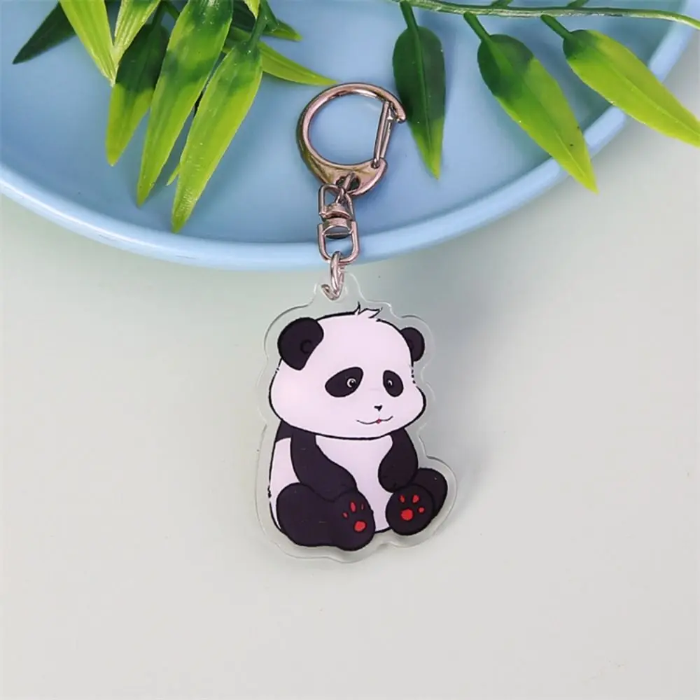 Cute Cartoon Panda Keychain Bag Pendant Acrylic Doll Car Key Ring Festival Decoration Panda Accessories