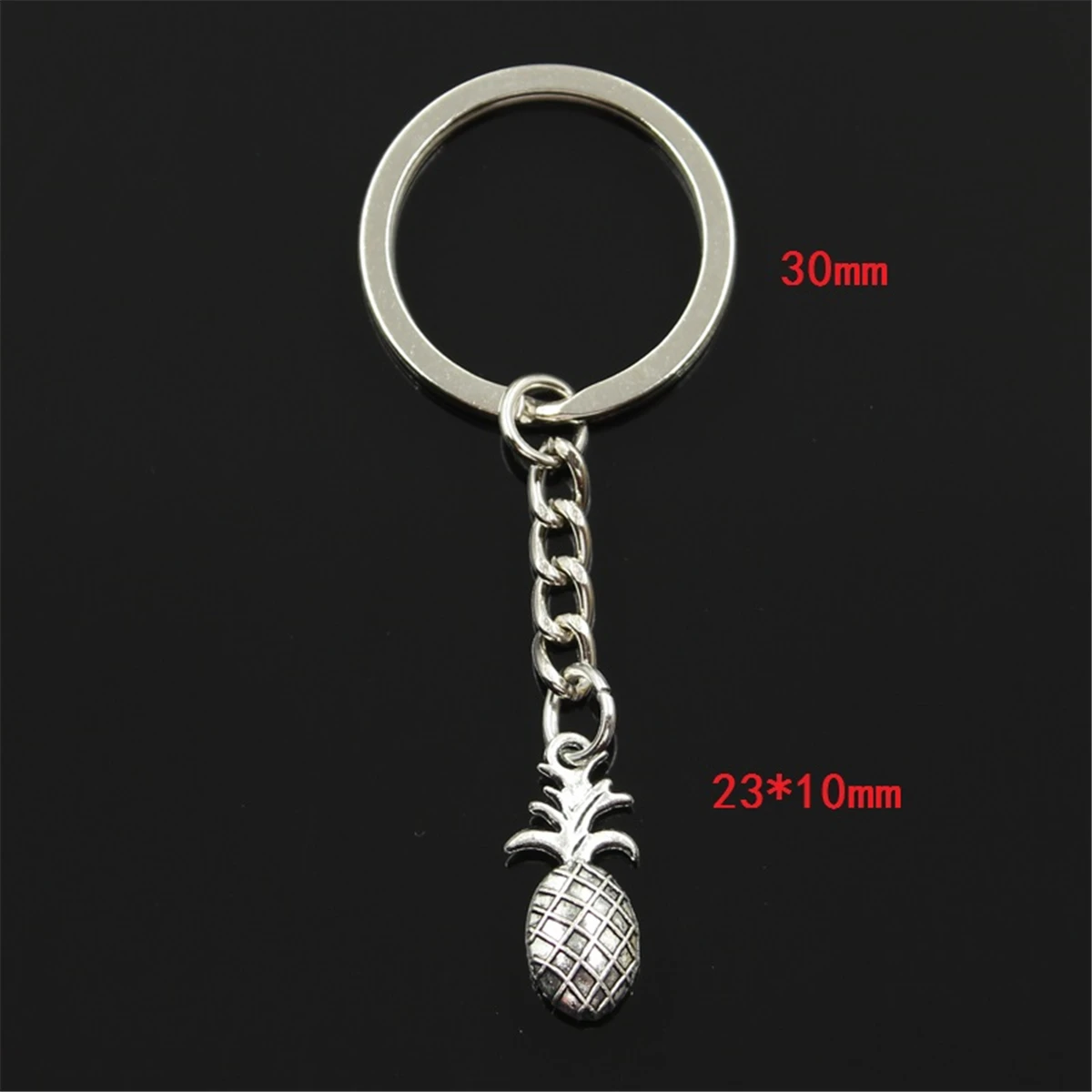 New Fashion Keychain 23x10mm Bromeliaceae Ananas Pineapple Pendants DIY Men Bronze Silver Color Car Key Chain Ring Souvenir Gift