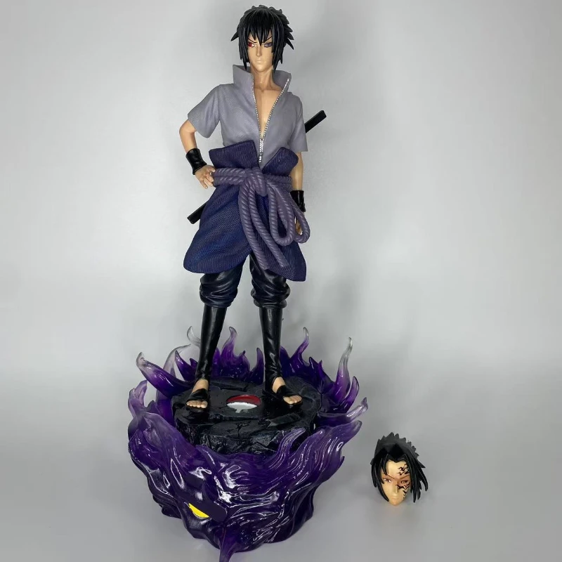 38cm New NARUTO Anime Figure Uchiha Sasuke Peripheral Model Double-headed Statue Desktop Decoration Ornaments Birthday Gifts Toy