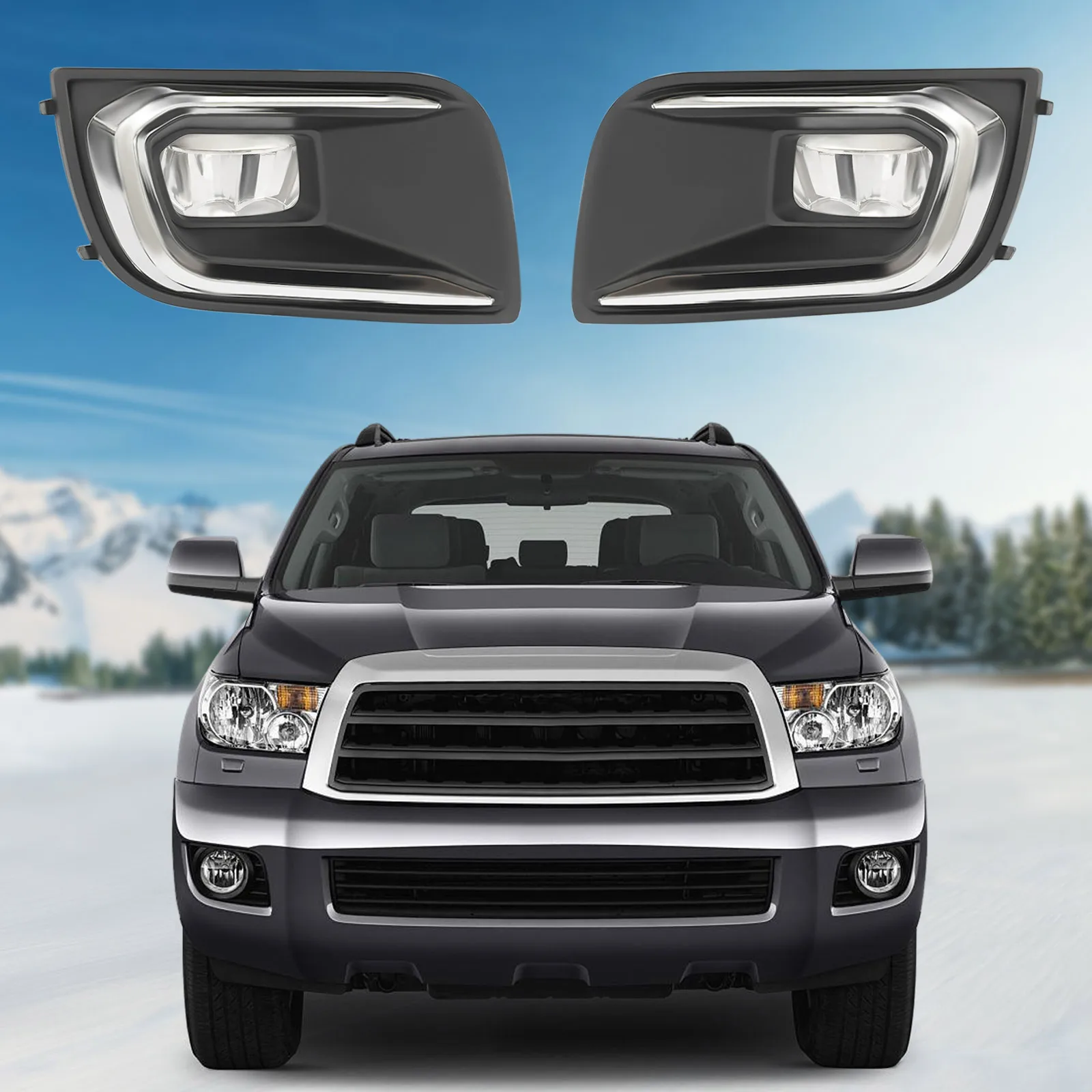 

LED Fog Light Assembly, High Brightness Waterproof LED Fog Light, Complete Set with Switch Wiring Harness LED Fog Light for 2018-2022 Sequoia SUV Models