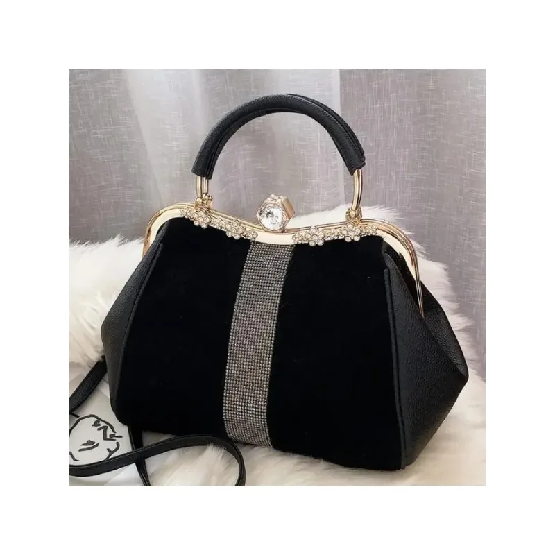 Lady handbags 2023 new set auger fashionable joker imitation horsehair atmosphere one shoulder clip with the bag in bag