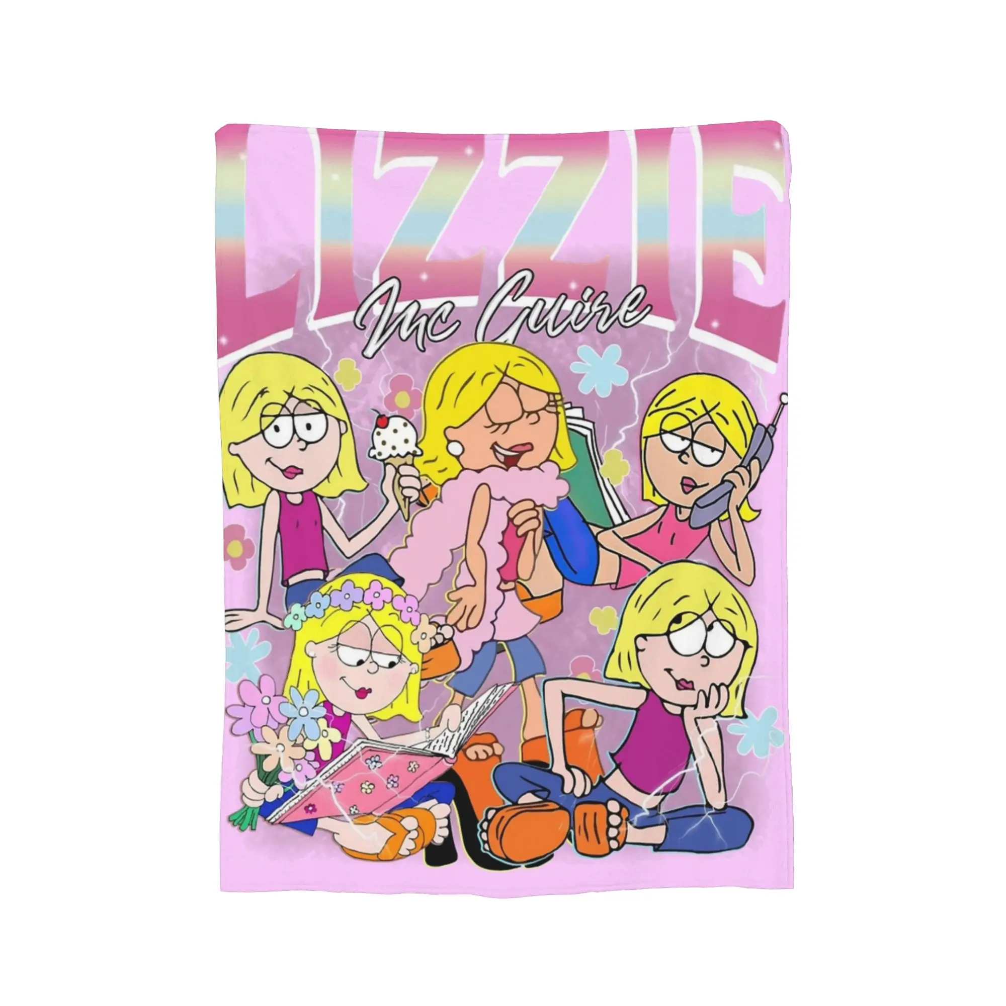 Vintage Style Lizzie McGuire Girl  Blankets Fleece Textile Decor  Breathable Warm Throw Blankets for Bed Bedroom Bedspread