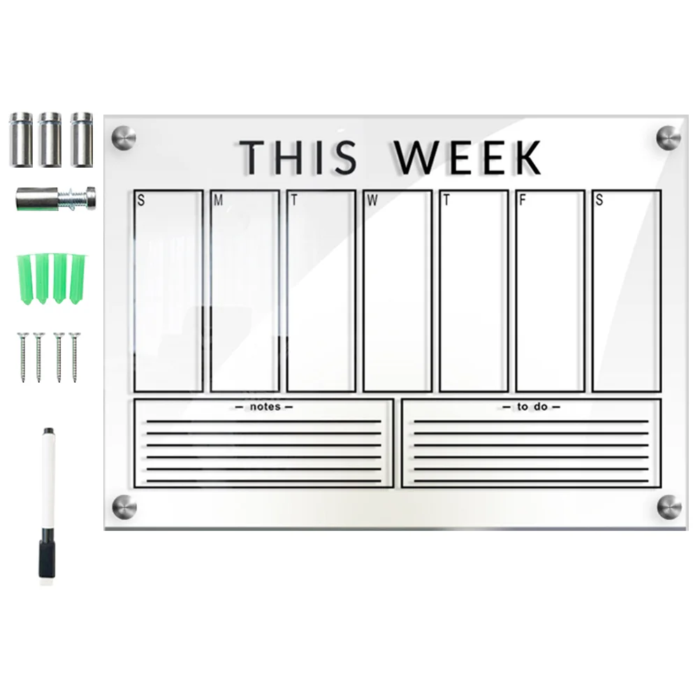 Weekly Plan Writing Board Household Acrylic Memo Message with Marker Desktop Student College Supplies