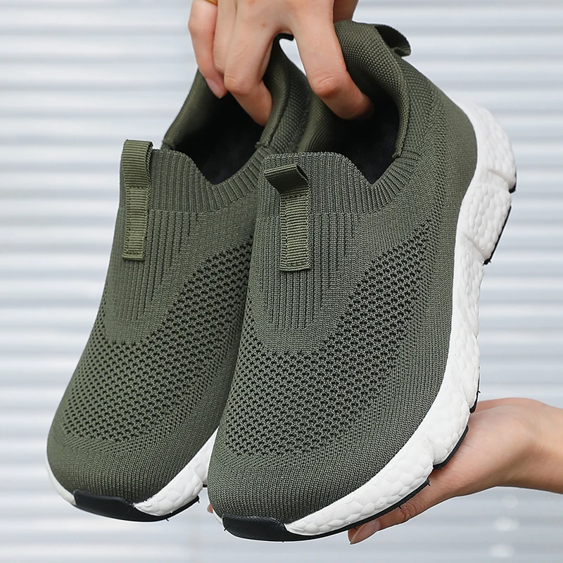 Unisex Strick-Slipper zum Reinschlüpfen, rutschfeste Freizeitsneaker, leichte Pendler-Loafer, verschleißfeste Outdoor-Laufschuhe – Detail 2