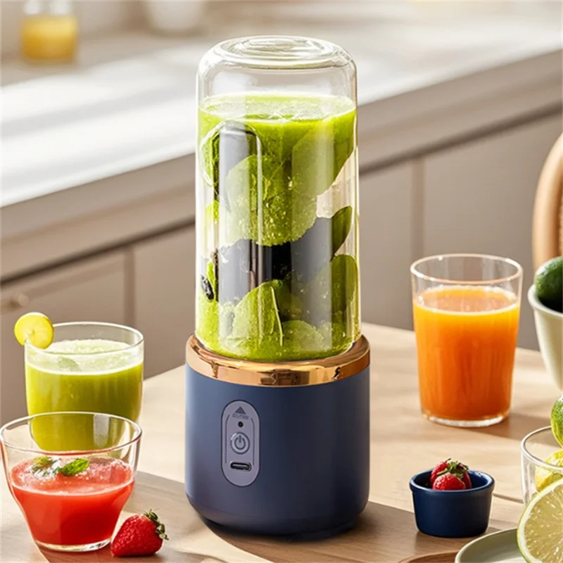 Presse-agrumes électrique Portable à 6 lames, 1 pièce, mélangeur de fruits ménagers, Double tasse, presse-agrumes électrique multifonction, Rechargeable par USB