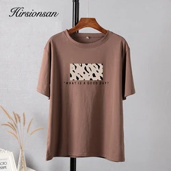 Hirsionsan Leopard Printed T Shirt Women 100% Cotton Oversized Gothic Graphic Female Soft Tops Harajuku Loose Cusual Tees Ladies