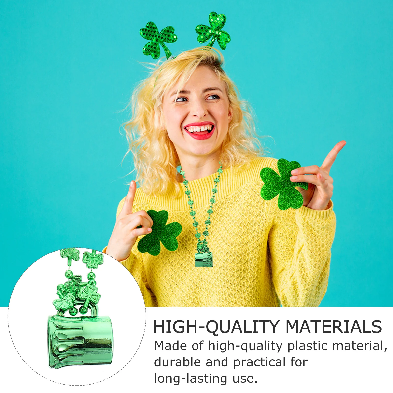 3 шт., ожерелье на день Святого Патрика, зеленая цепочка с трилистником, пивная кружка, кулон, унисекс, вечерние аксессуары для фестиваля Ирландии