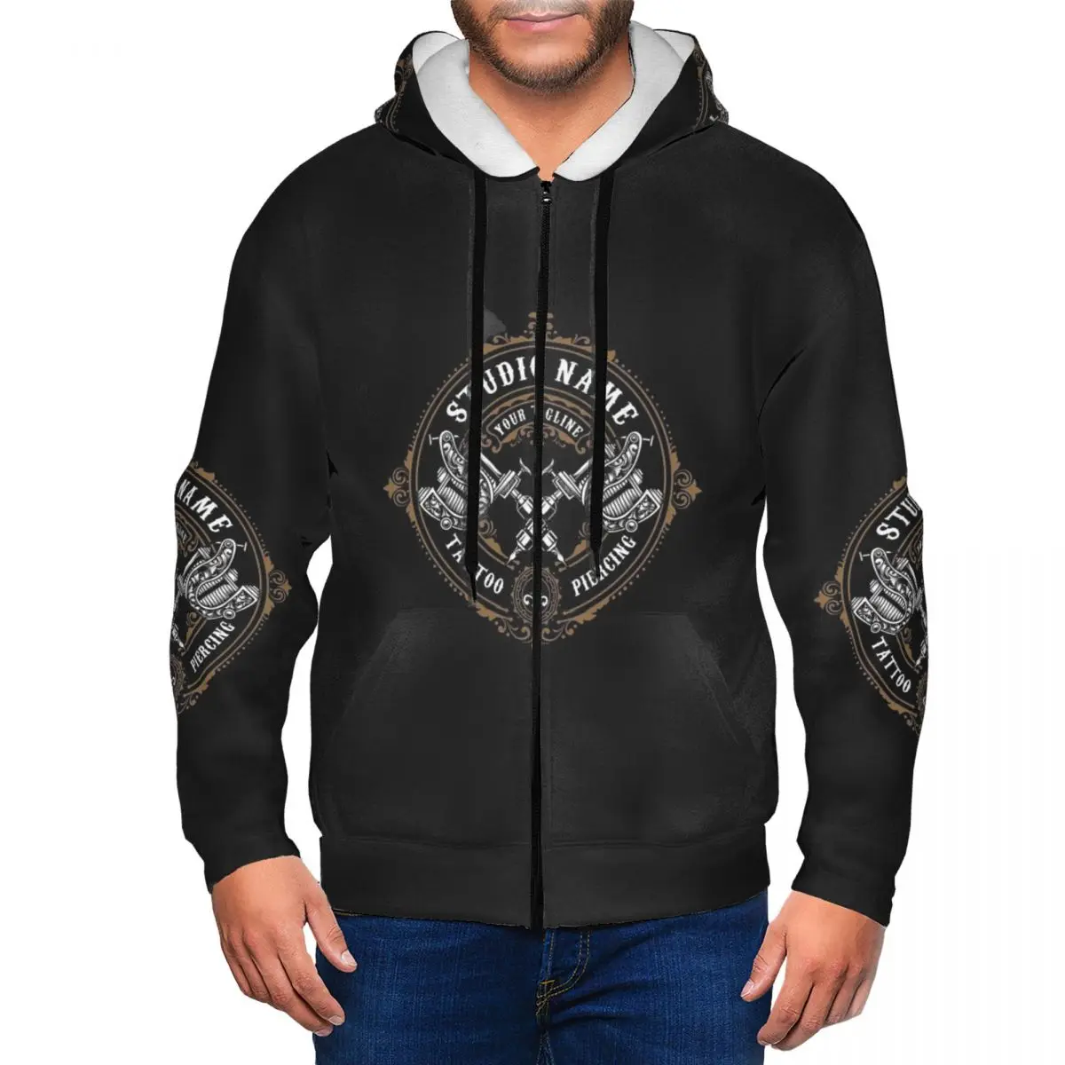 Custom Bib Tattoo Artist Tattooists Zipper Hoodies Harajuku Pullover Autumn Winter Men Women Sweatshirts Long Sleeve Tops